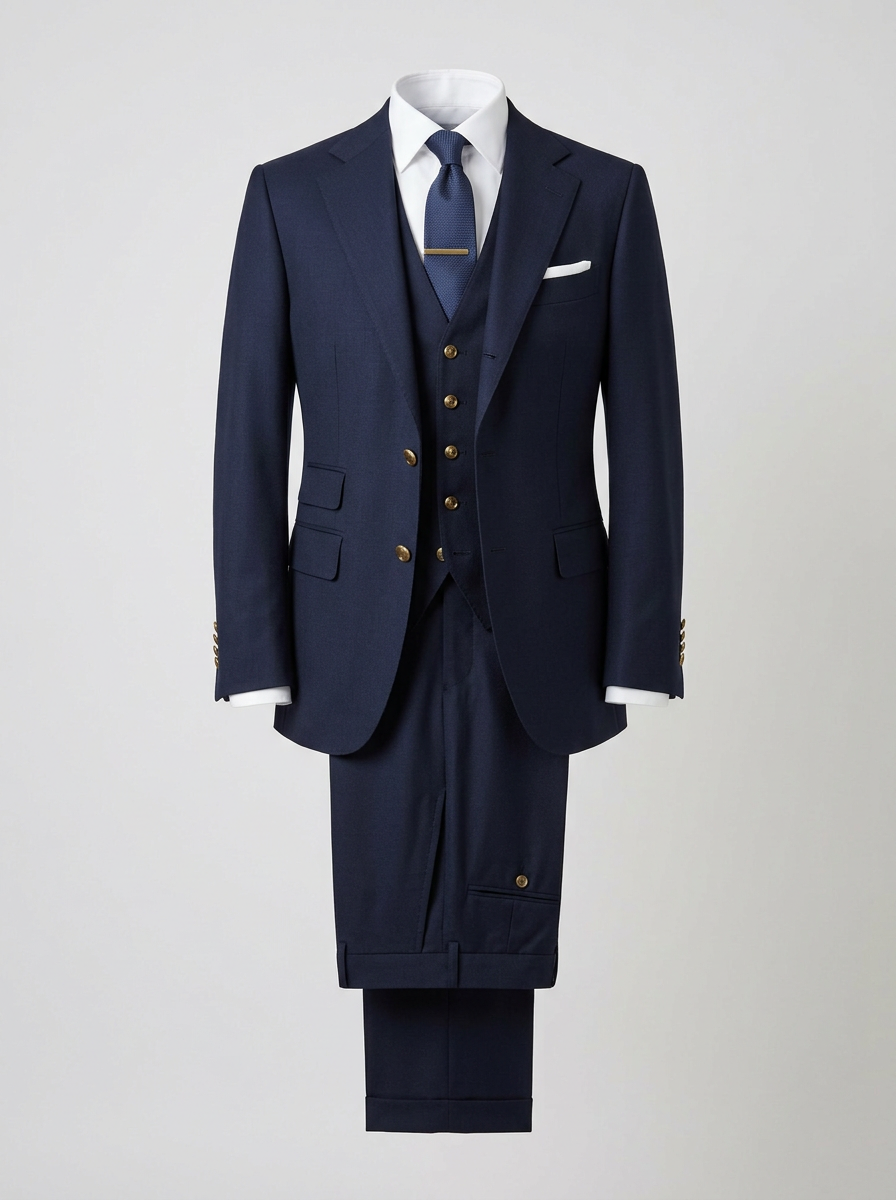 Navy peak-lapel suit
