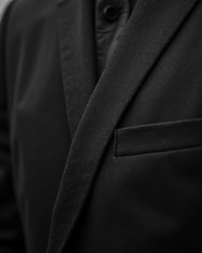 Navy bespoke suit detail