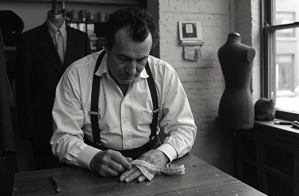 Salvatore at the worktable in the original workshop, 1974